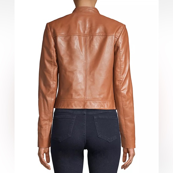 MICHAEL Michael Kors Cropped Leather Moto Jacket - Picture 3 of 6